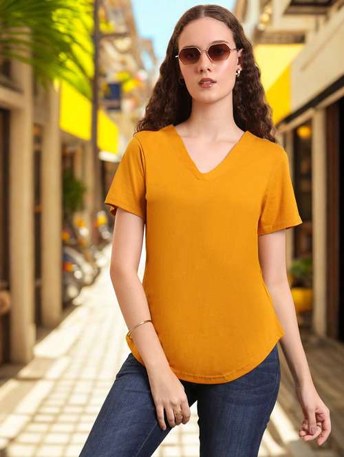 women solid short sleeve regular fit t-shirt - 22142730 -  Standard Image - 0