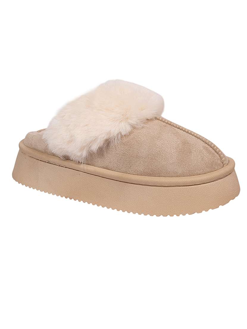 women beige winterwear slipper - 22142759 - Standard Image - 1