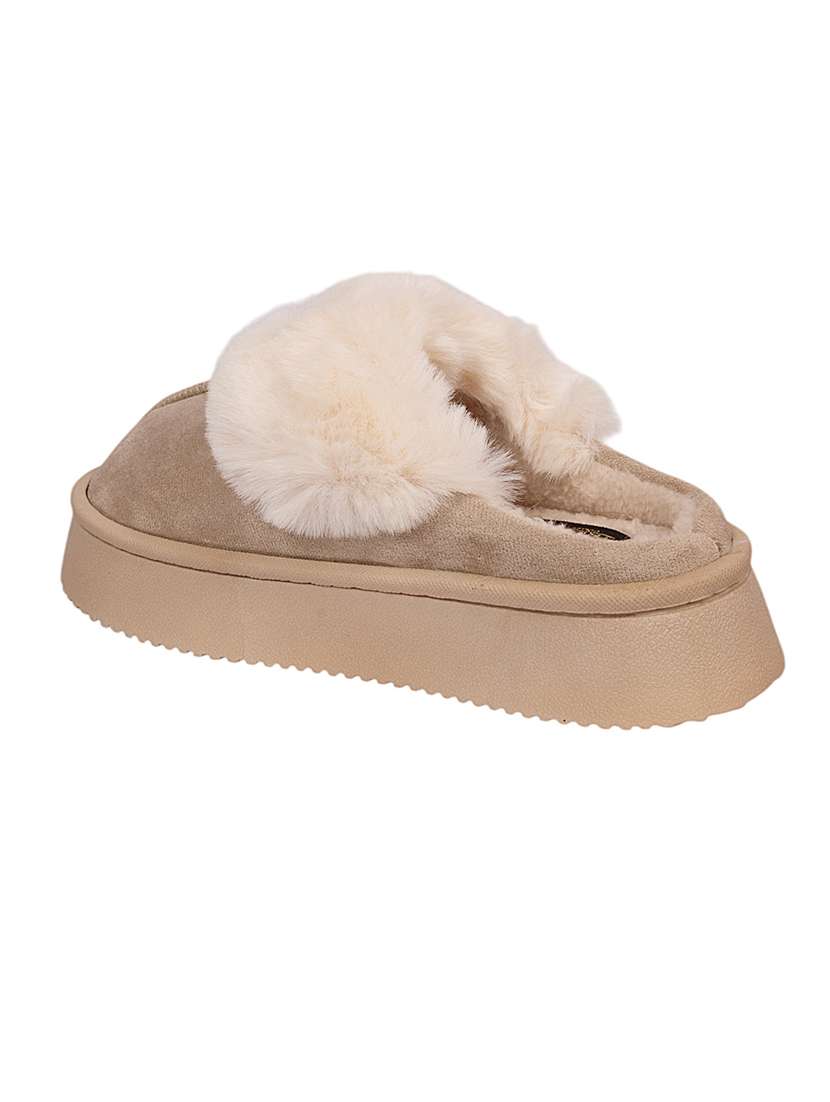 women beige winterwear slipper - 22142759 - Standard Image - 4