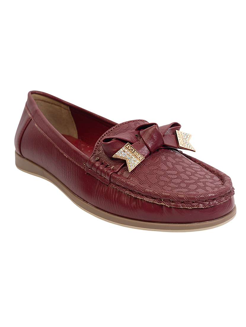 women maroon slip on loafer - 22142769 -  Standard Image - 1
