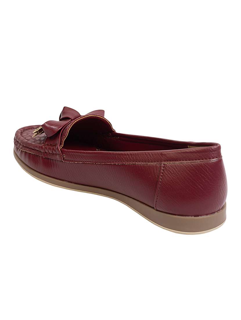 women maroon slip on loafer - 22142769 - Standard Image - 4
