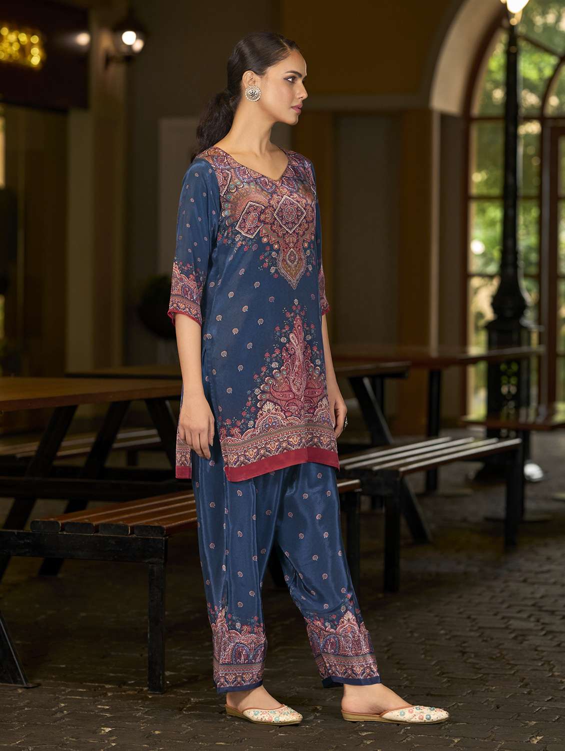 women printed three quarter sleeve co-ord set - 22142876 - Standard Image - 1
