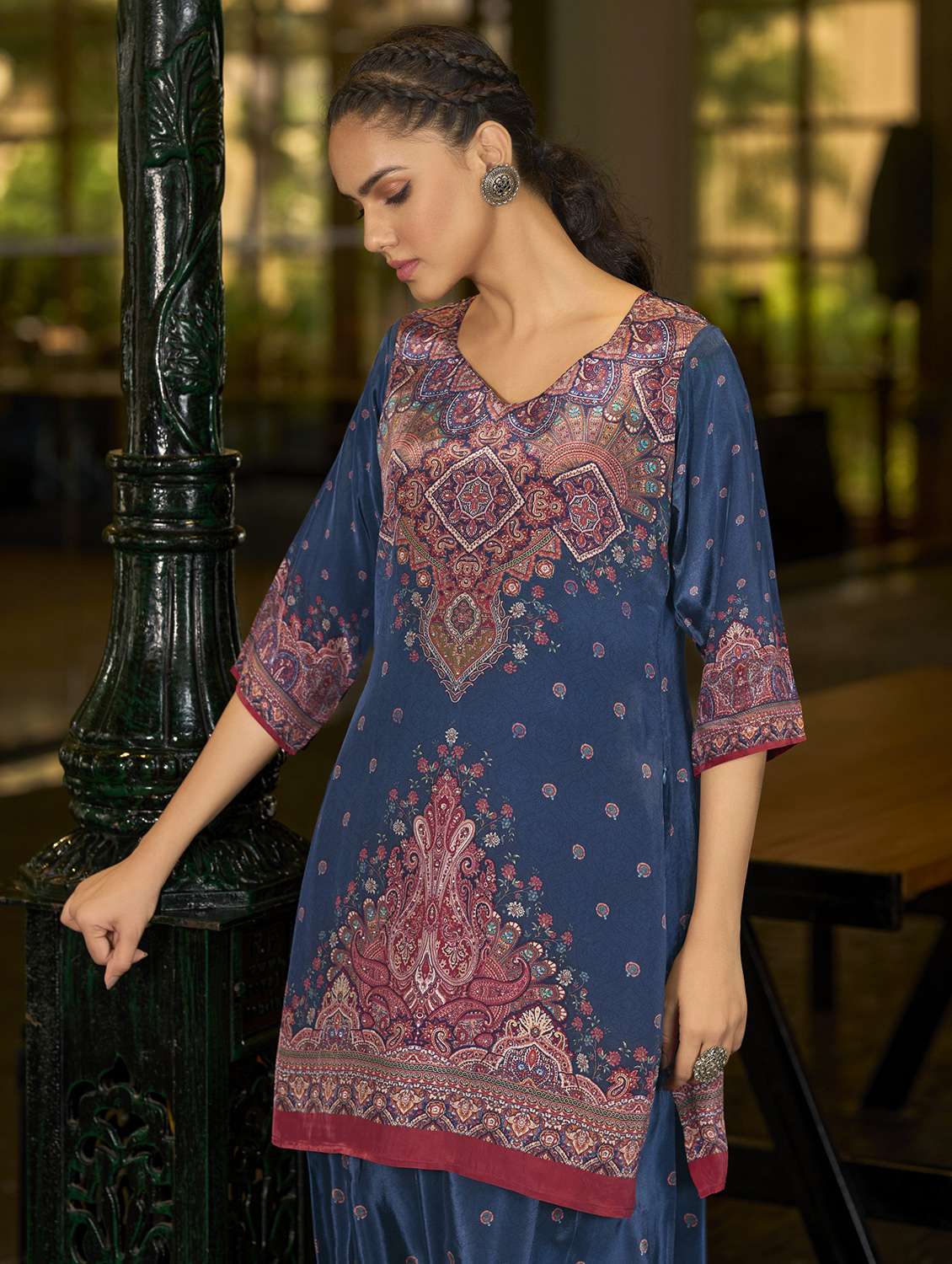 women printed three quarter sleeve co-ord set - 22142876 - Standard Image - 4