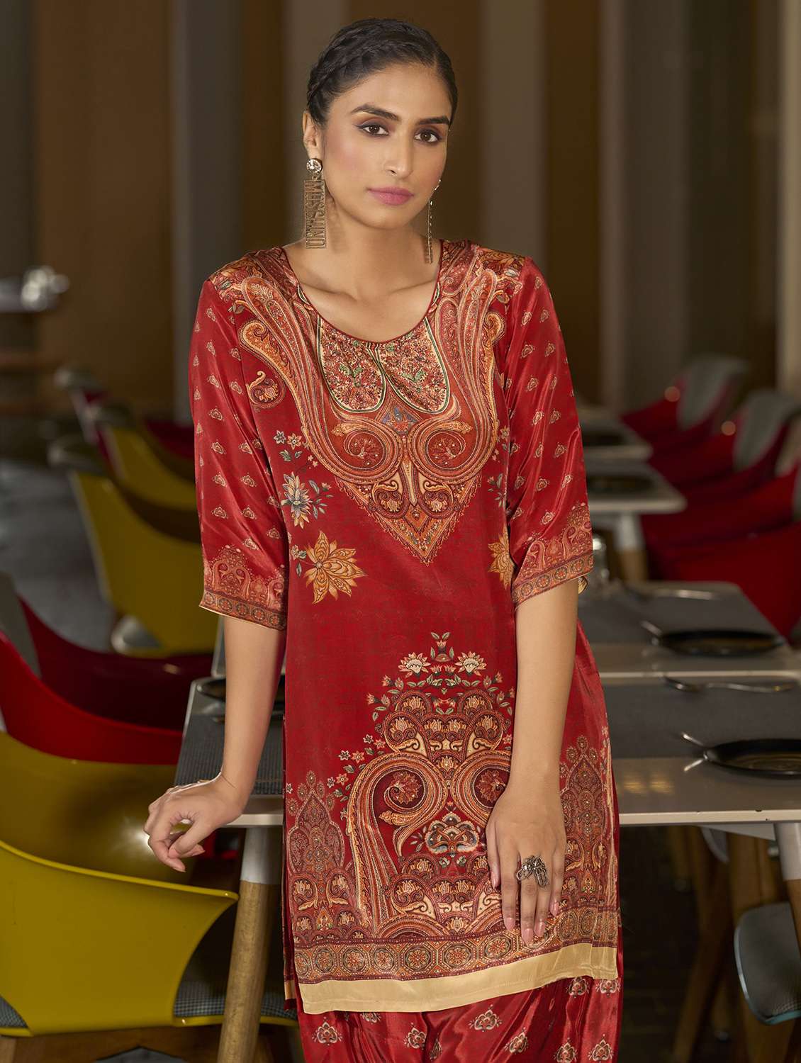 women printed three quarter sleeve co-ord set - 22142880 -  Standard Image - 4