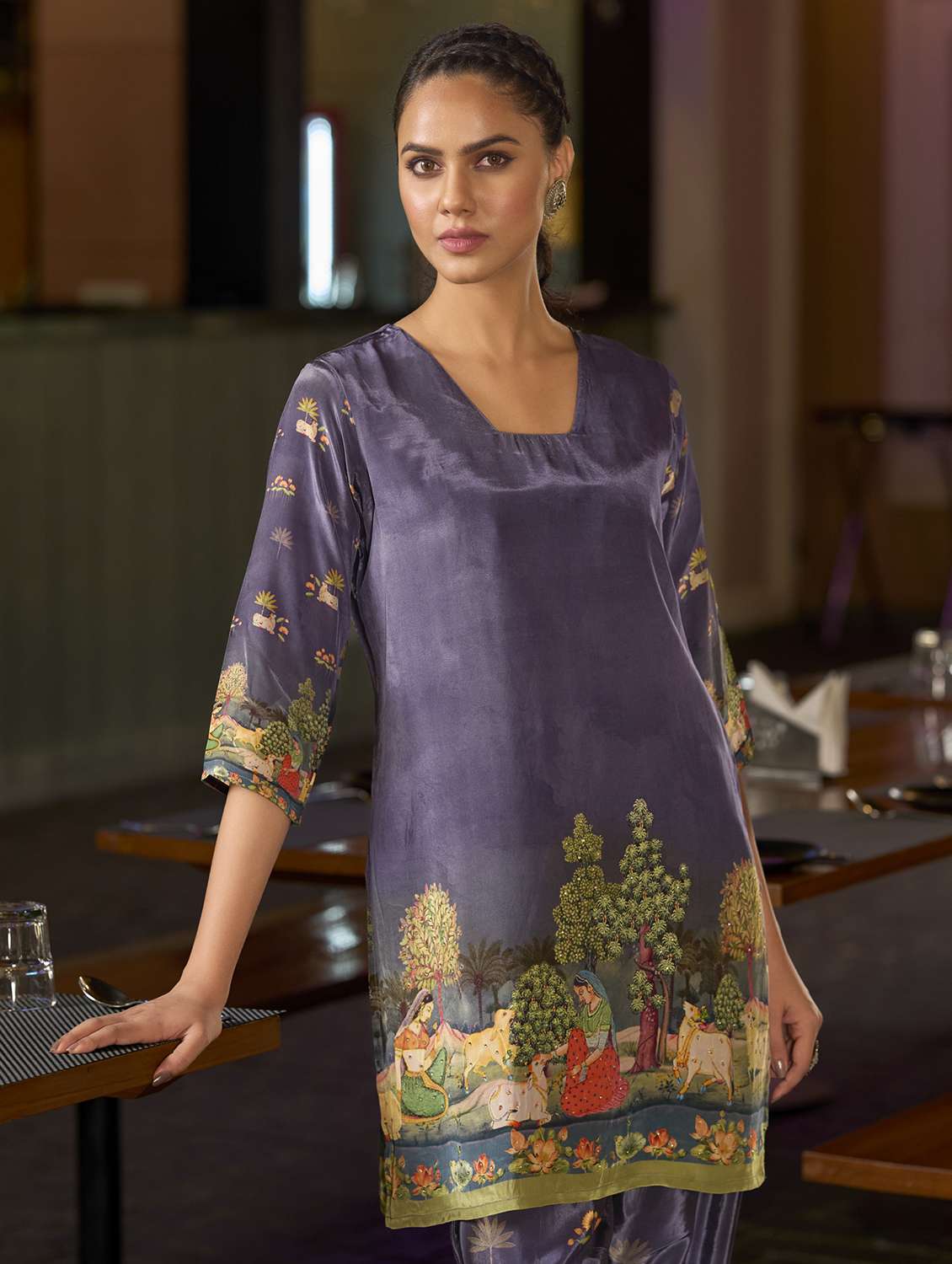 women printed three quarter sleeve co-ord set - 22142881 -  Standard Image - 4