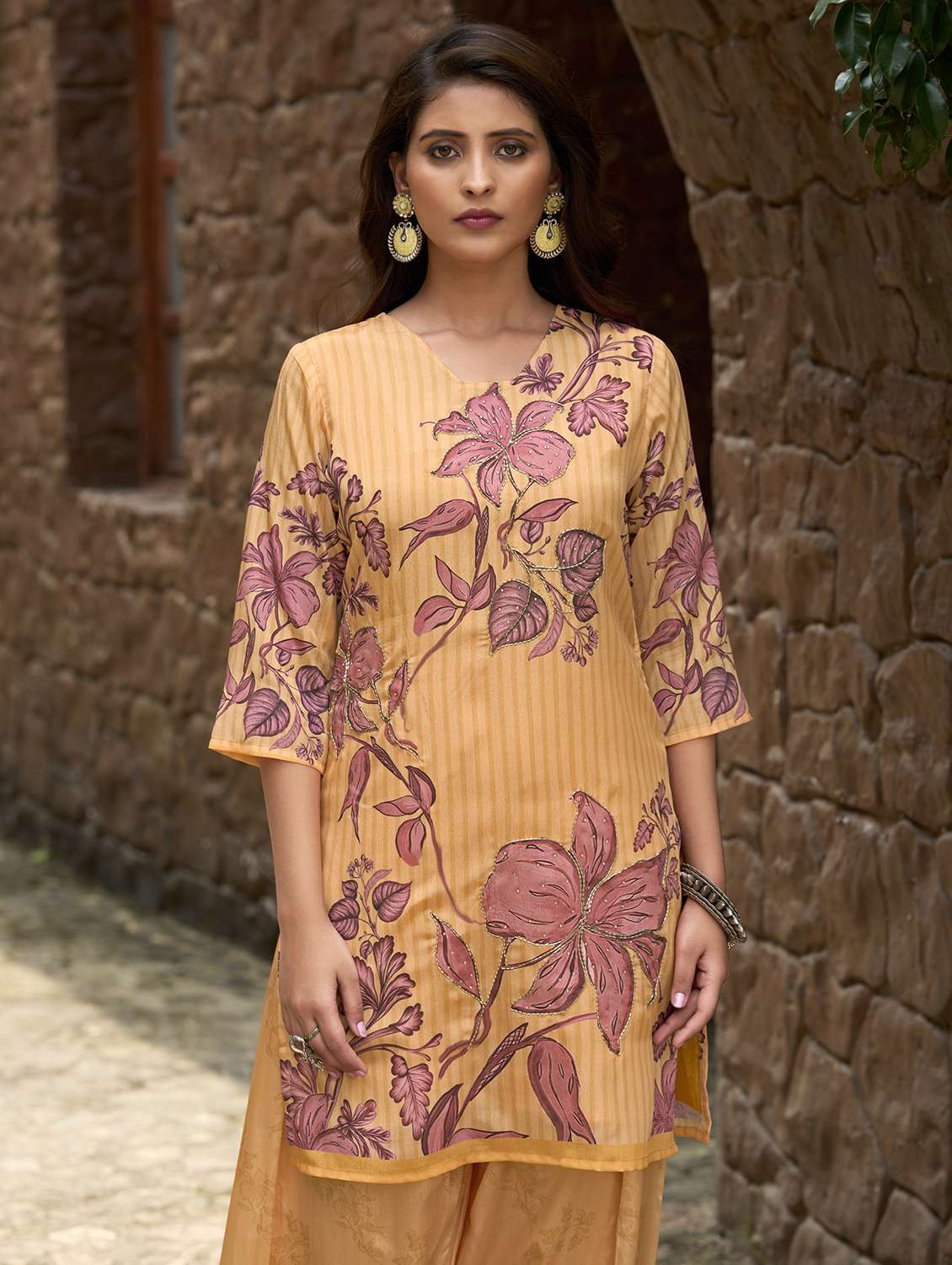 women printed three quarter sleeve co-ord set - 22142883 -  Standard Image - 4