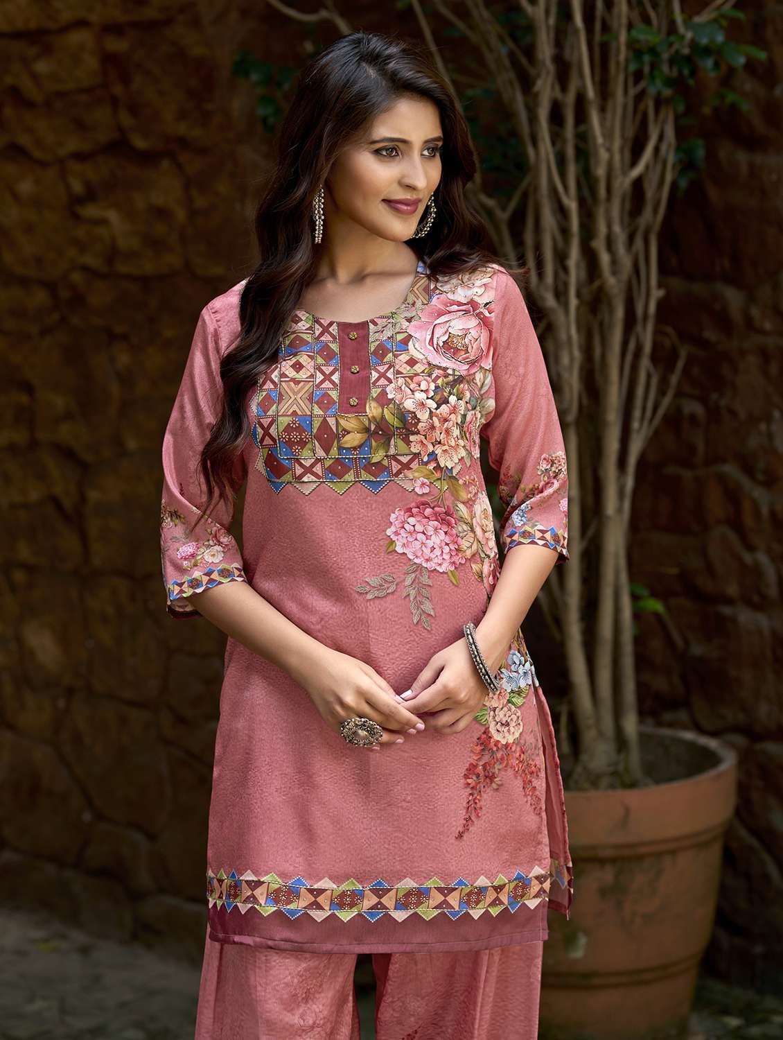 women printed three quarter sleeve co-ord set - 22142886 - Standard Image - 4