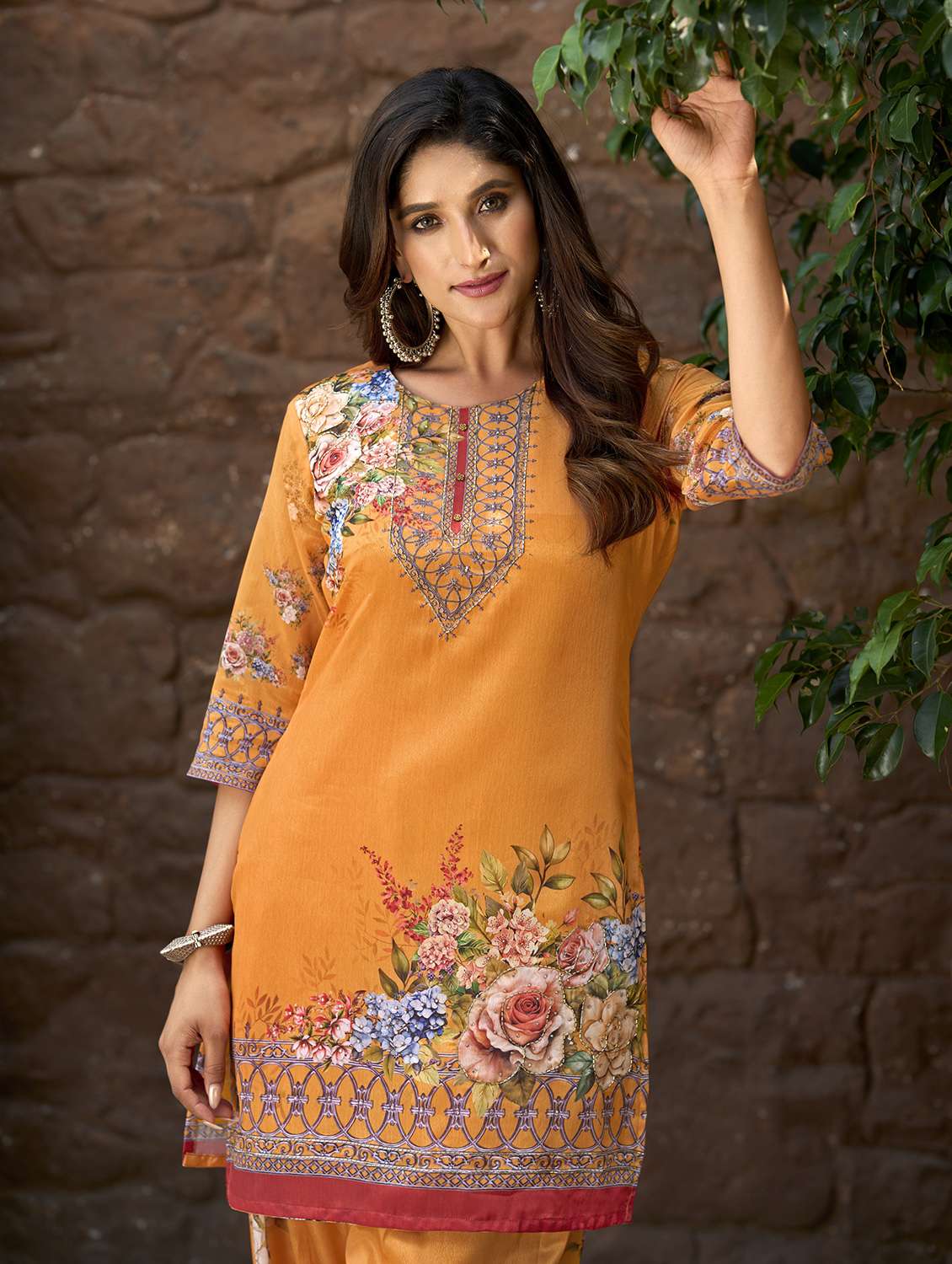 women printed three quarter sleeve co-ord set - 22142888 -  Standard Image - 4