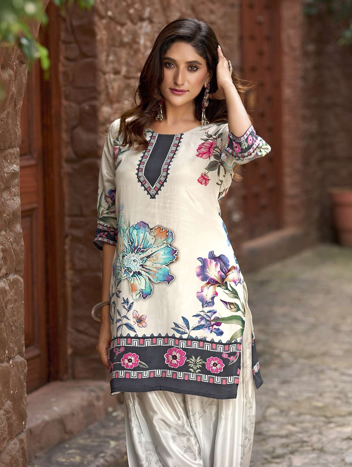 women printed three quarter sleeve co-ord set - 22142889 - Standard Image - 4
