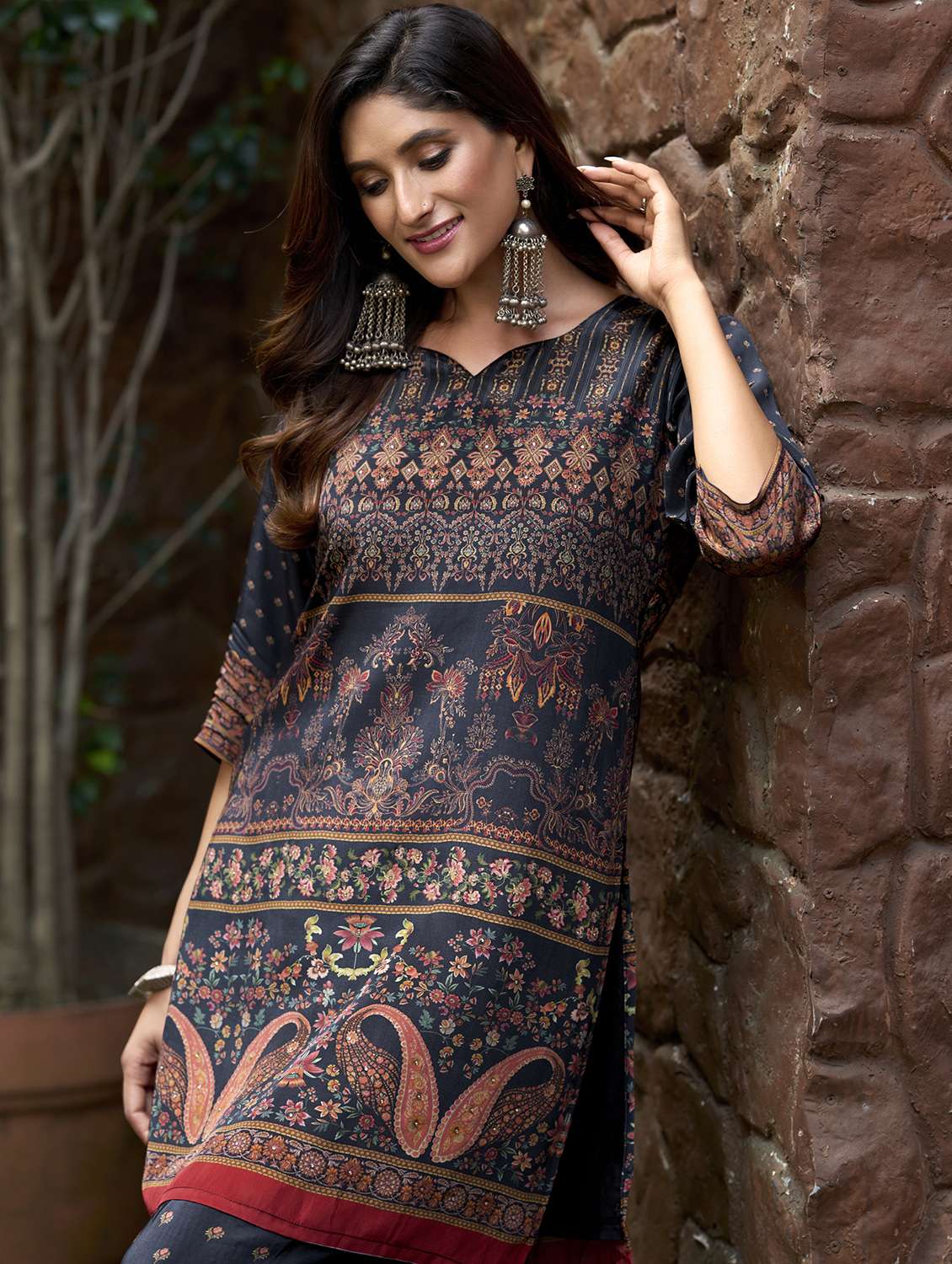 women printed three quarter sleeve co-ord set - 22142890 - Standard Image - 4