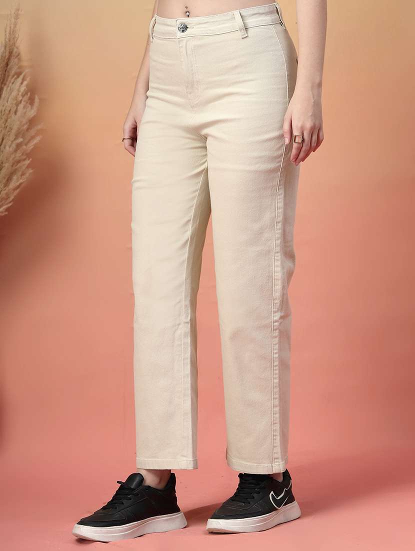 women solid high rise straight fit jean - 22142896 -  Standard Image - 1