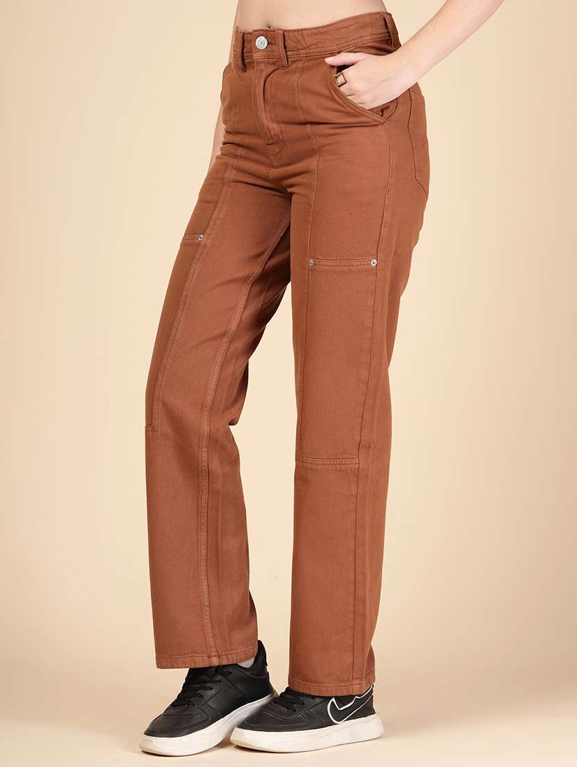 women solid high rise straight fit jean - 22142897 -  Standard Image - 1