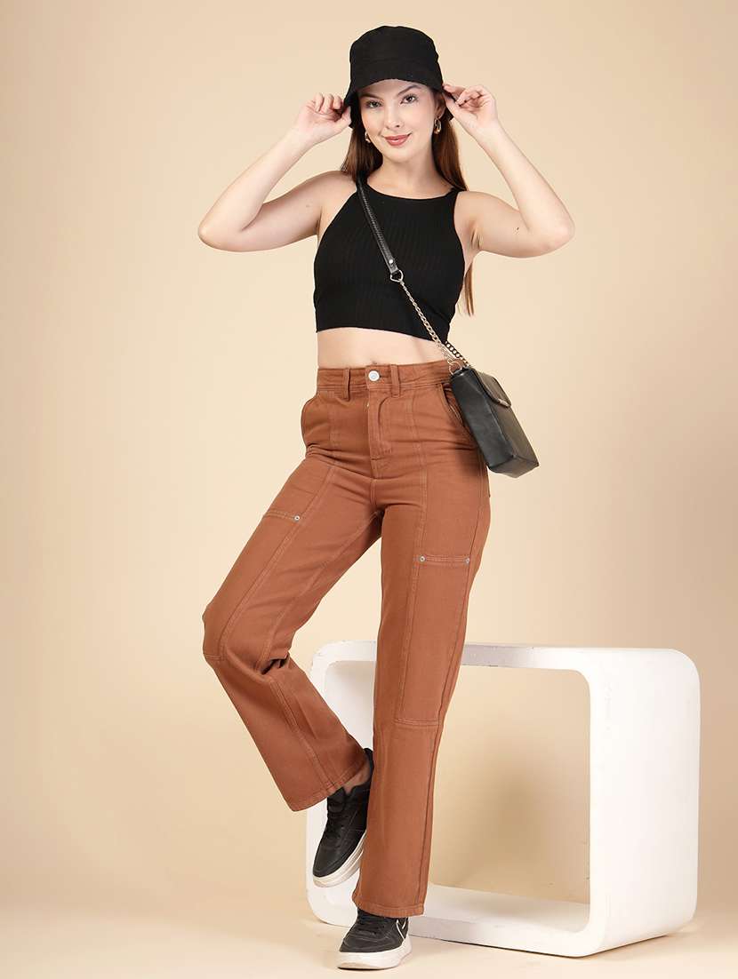 women solid high rise straight fit jean - 22142897 -  Standard Image - 4