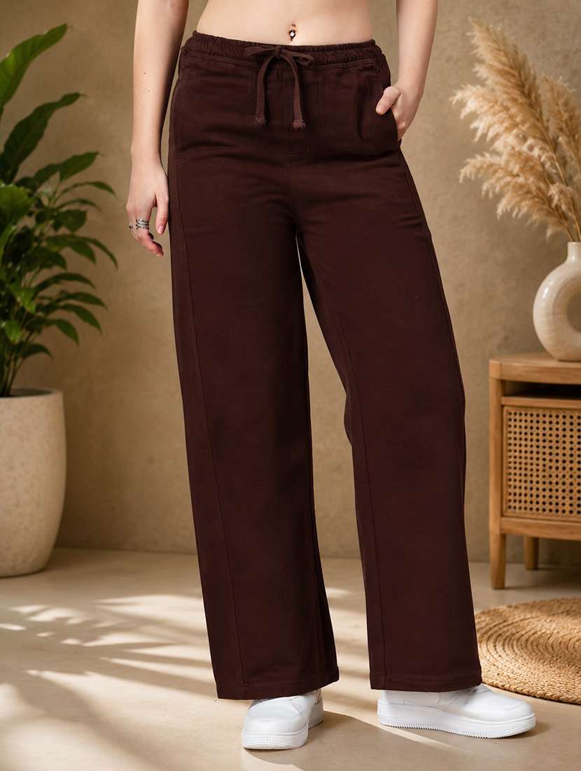 women solid mid rise wide leg jeans - 22142900 -  Standard Image - 1