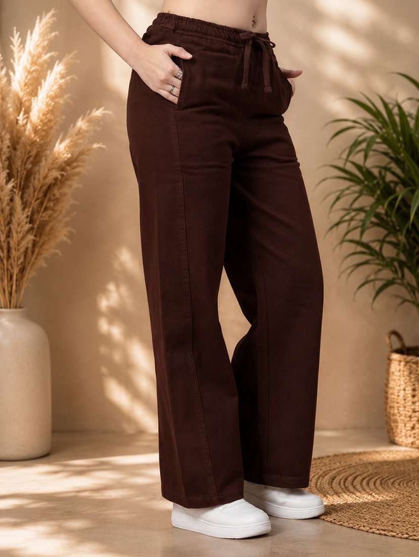 women solid mid rise wide leg jeans - 22142900 -  Standard Image - 4