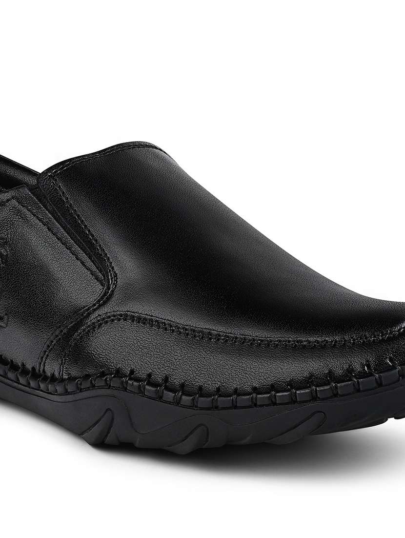 men black slip on formal shoes - 22142902 -  Standard Image - 4