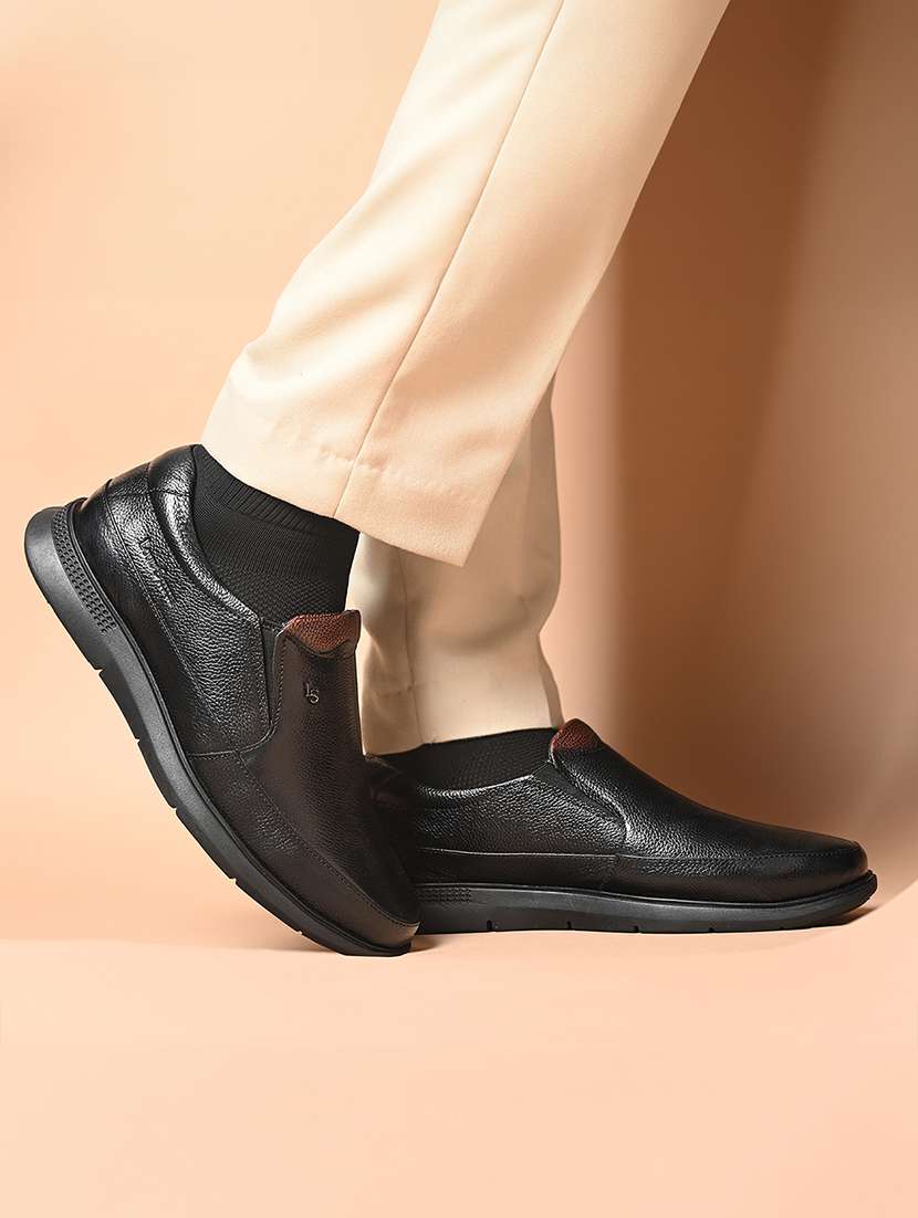 men black slip on formal shoes - 22142913 -  Standard Image - 1