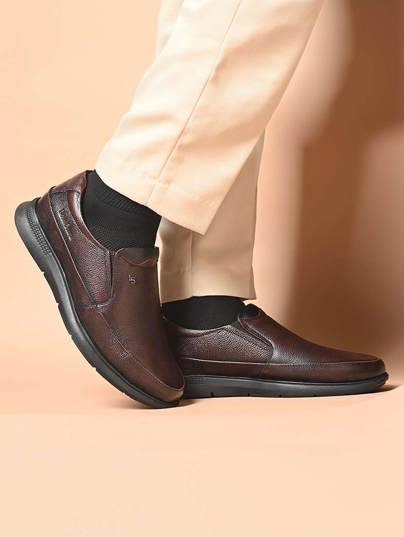 men brown slip on formal shoes - 22142914 -  Standard Image - 1