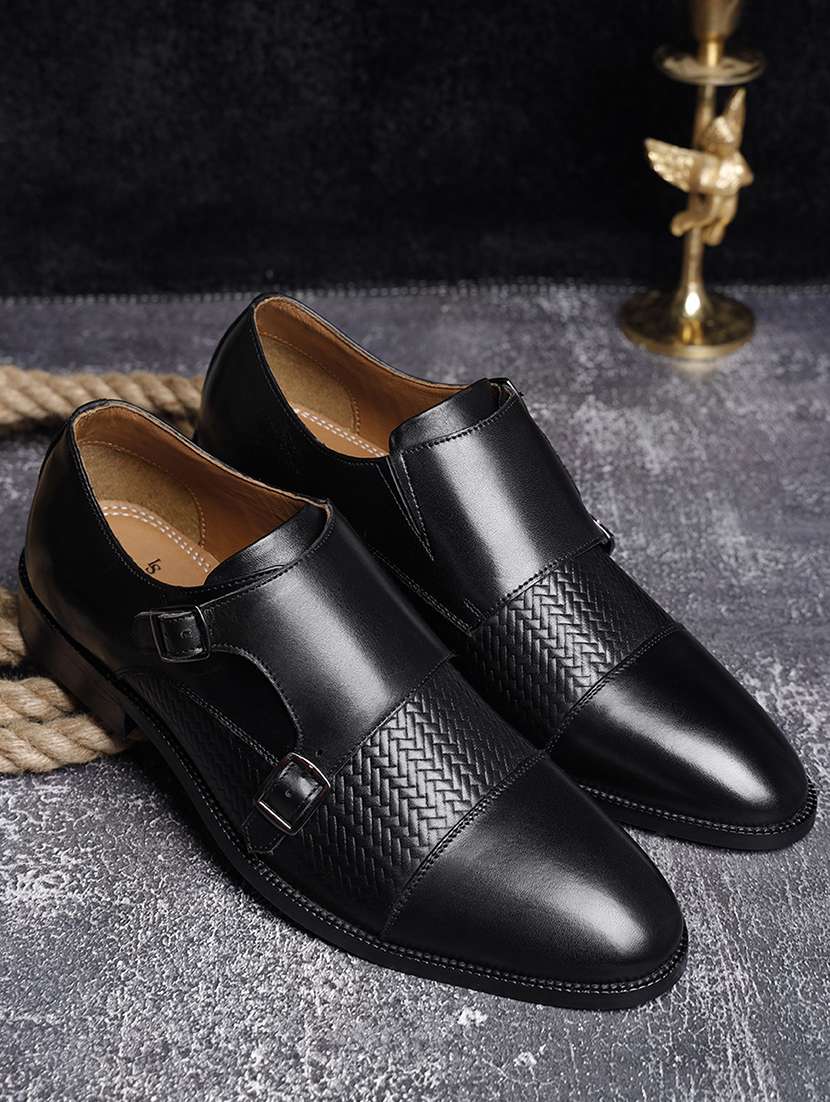 men black slip on monk strap - 22142937 -  Standard Image - 1