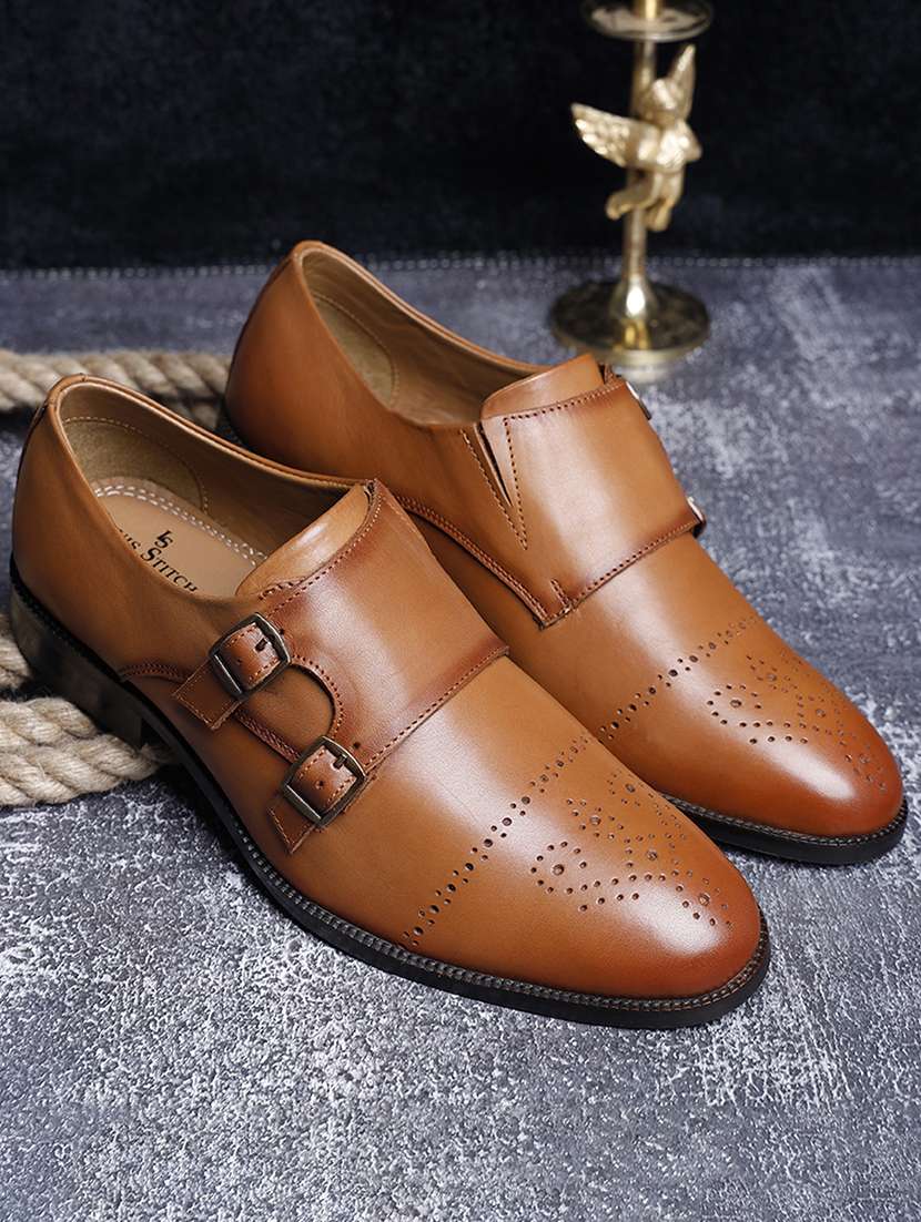 men tan slip on monk strap - 22142940 -  Standard Image - 1