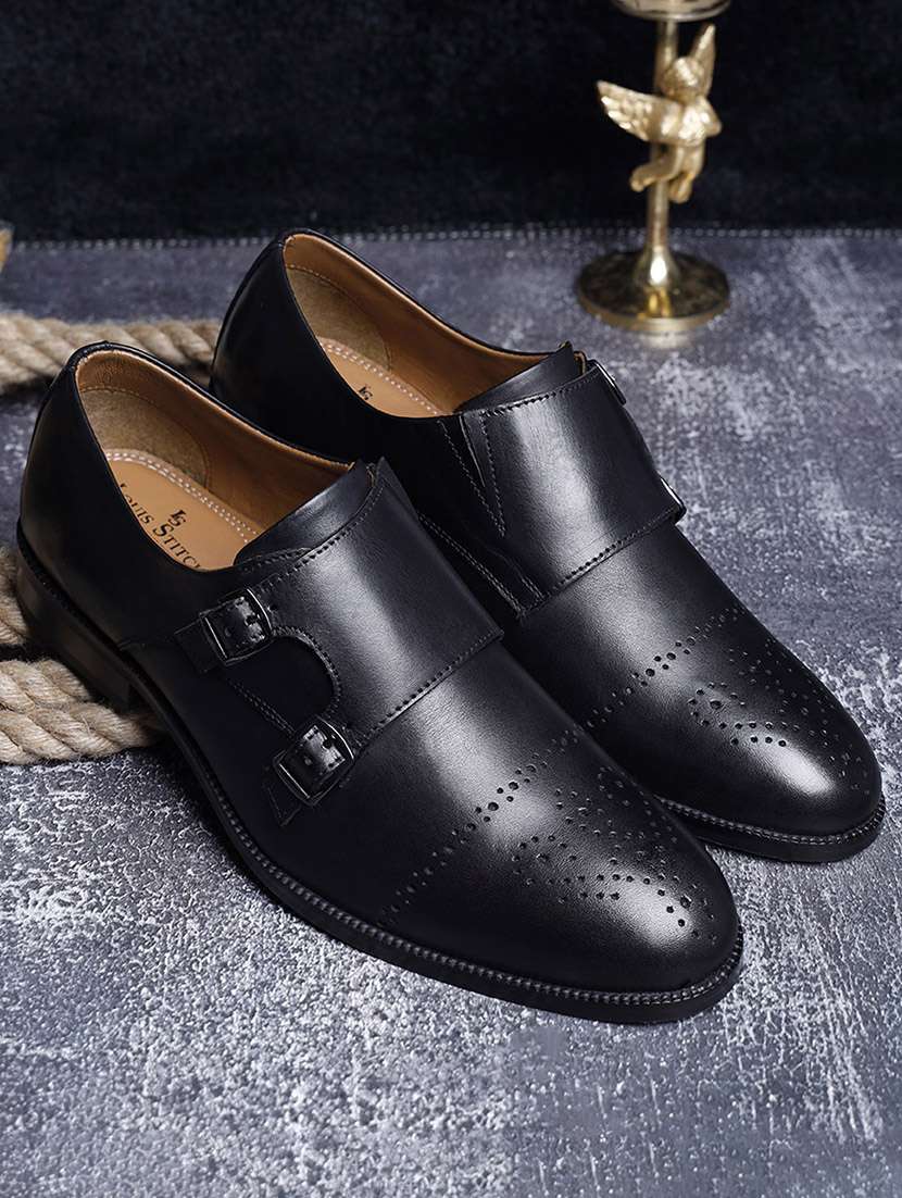 men black slip on monk strap - 22142942 -  Standard Image - 1