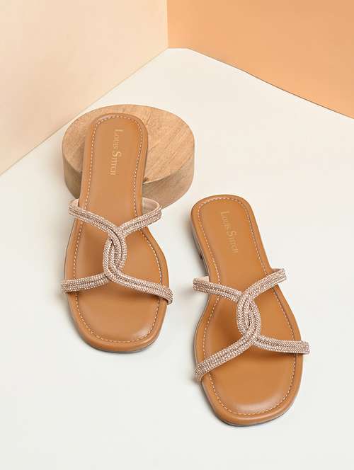 men brown slip on sandal - 22142962 -  Standard Image - 0