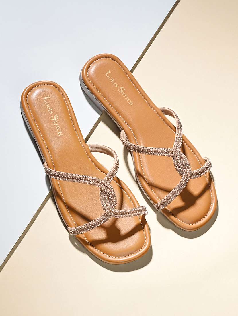 men brown slip on sandal - 22142962 -  Standard Image - 1