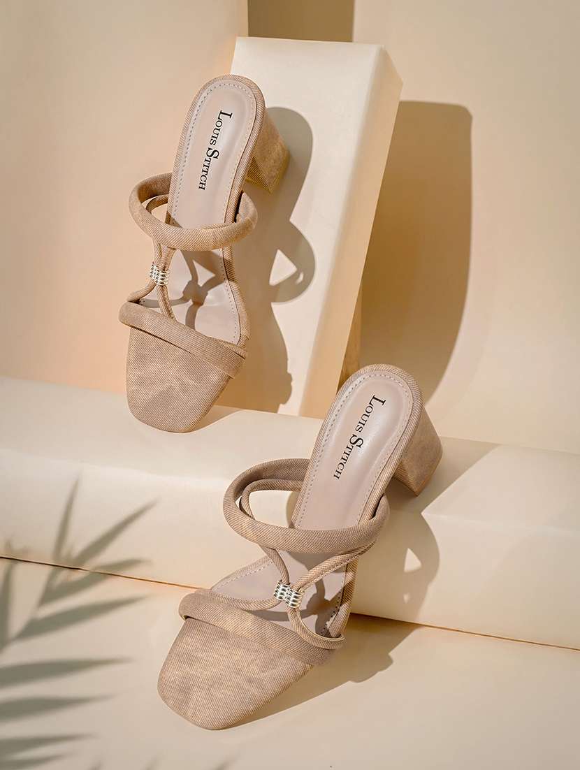 women beige slip on sandal