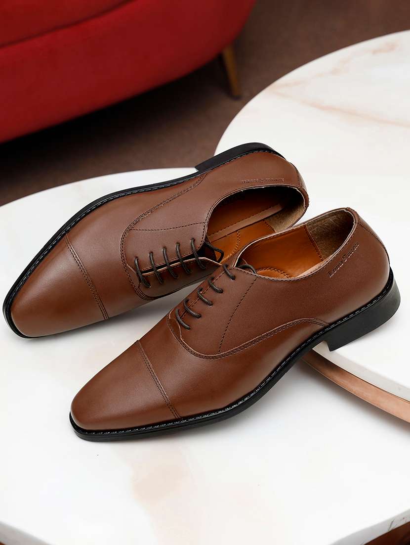 men tan lace-up oxford - 22142987 -  Standard Image - 1