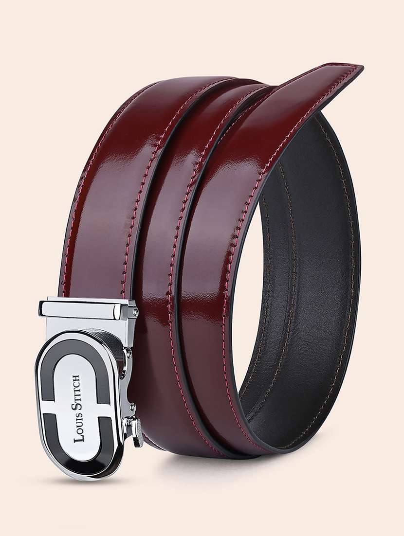 solid leather auto lock formal belt - 22143013 -  Standard Image - 1