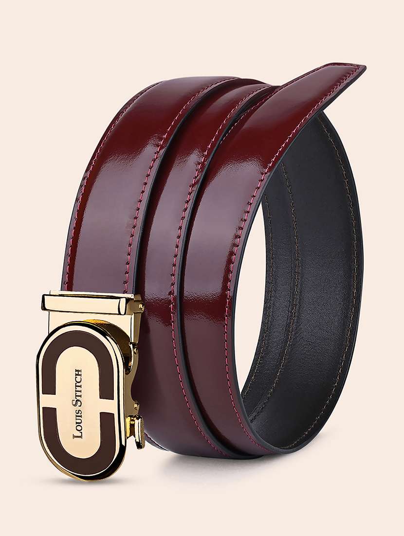 solid leather auto lock formal belt - 22143014 -  Standard Image - 1