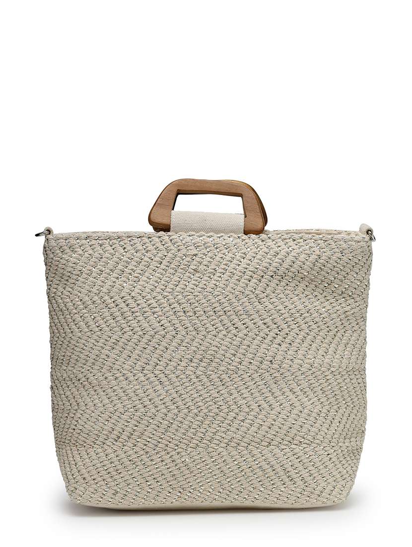 chevron handwoven cotton handbag with detachable strap - 22143036 -  Standard Image - 1