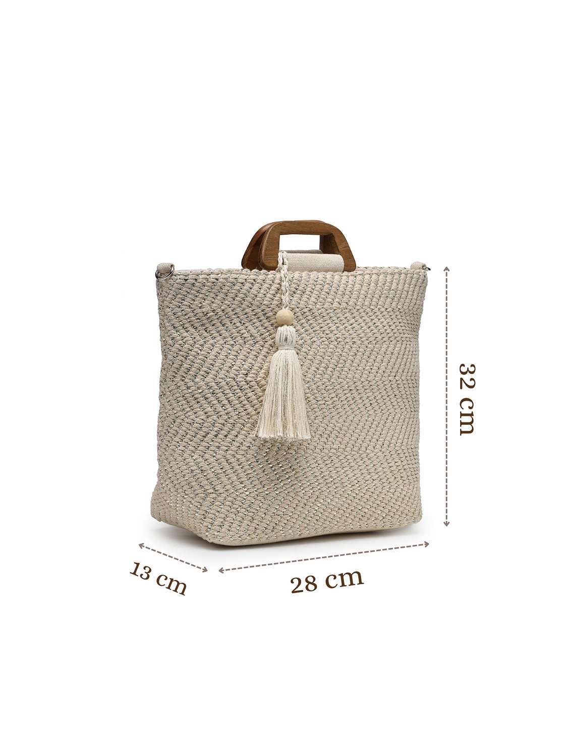 chevron handwoven cotton handbag with detachable strap - 22143036 -  Standard Image - 4