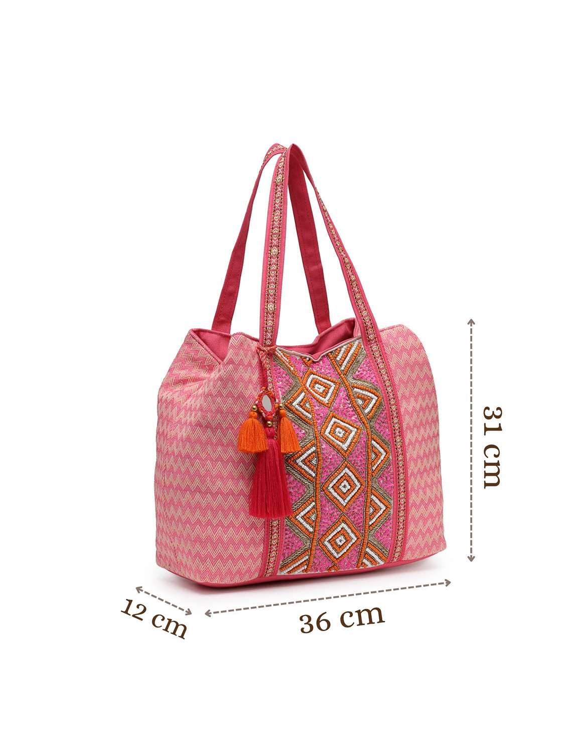 embroidered cotton hobo bag with tassels - 22143037 -  Standard Image - 4