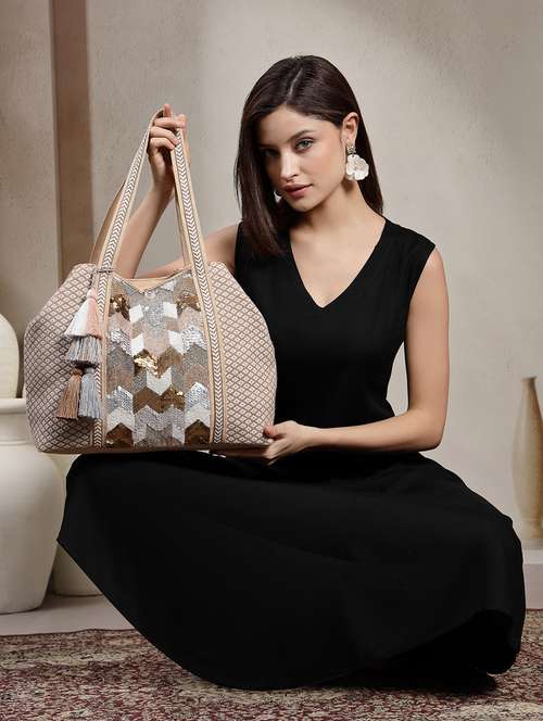 embellished cotton hobo tote bag - 22143038 -  Standard Image - 0