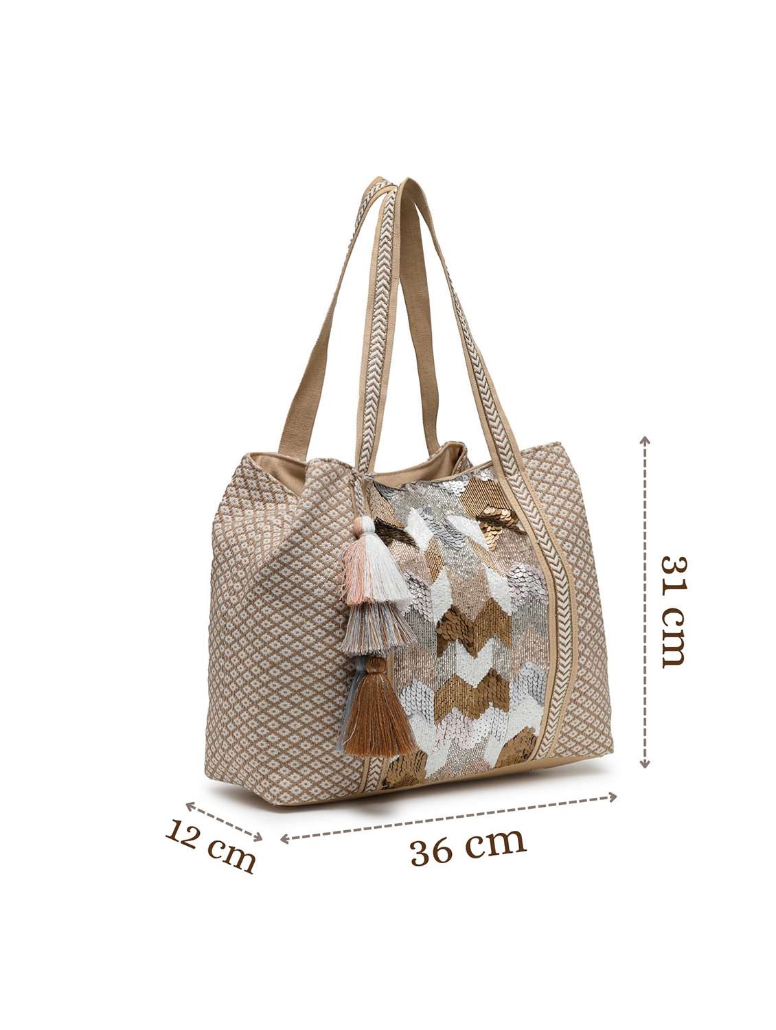 embellished cotton hobo tote bag - 22143038 -  Standard Image - 4