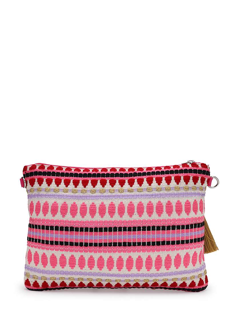 embellished chevron sling bag with tassel detail - 22143041 - Standard Image - 1