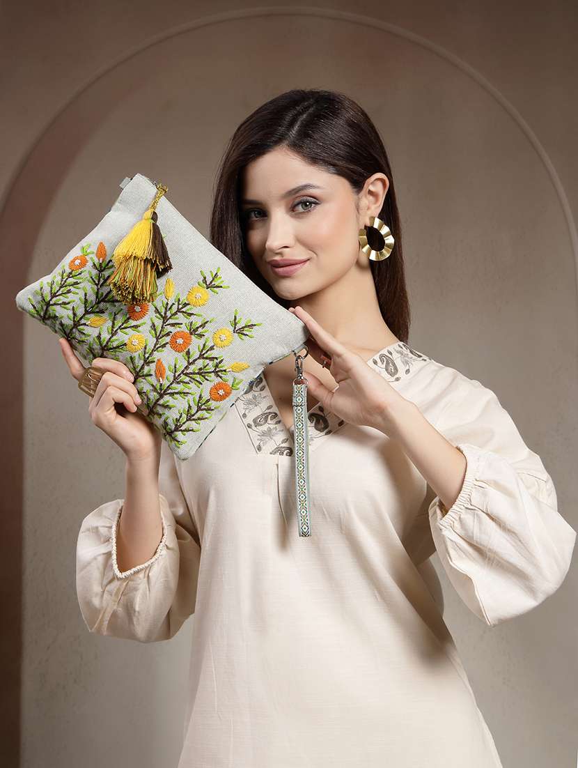 floral embroidered cotton canvas sling bag - 22143046 -  Standard Image - 4