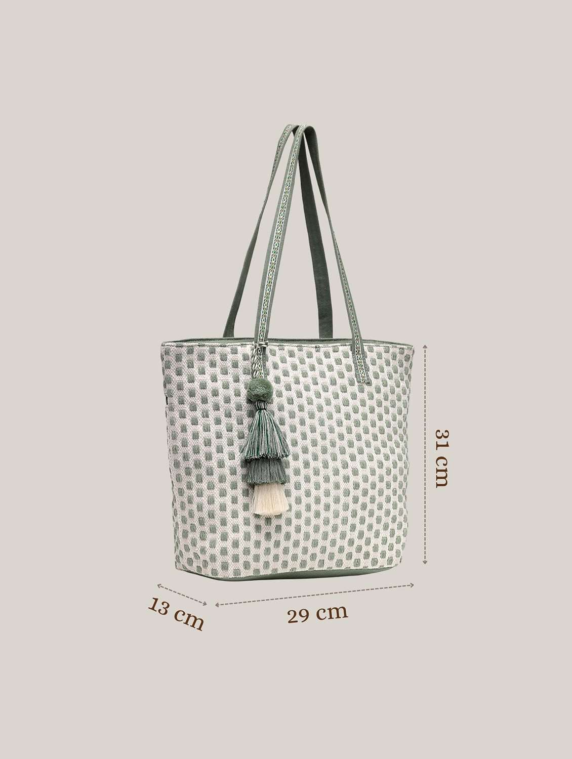 textured cotton tassel tote bag casual - 22143047 -  Standard Image - 4