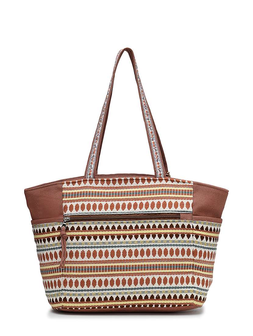 floral embroidery cotton acrylic jacquard elegant tote - 22143048 -  Standard Image - 1