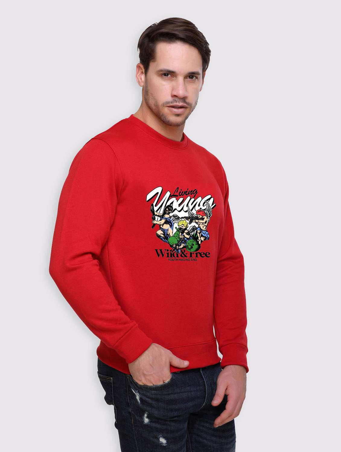 men front print long sleeve regular fit sweatshirt - 22143050 -  Standard Image - 1