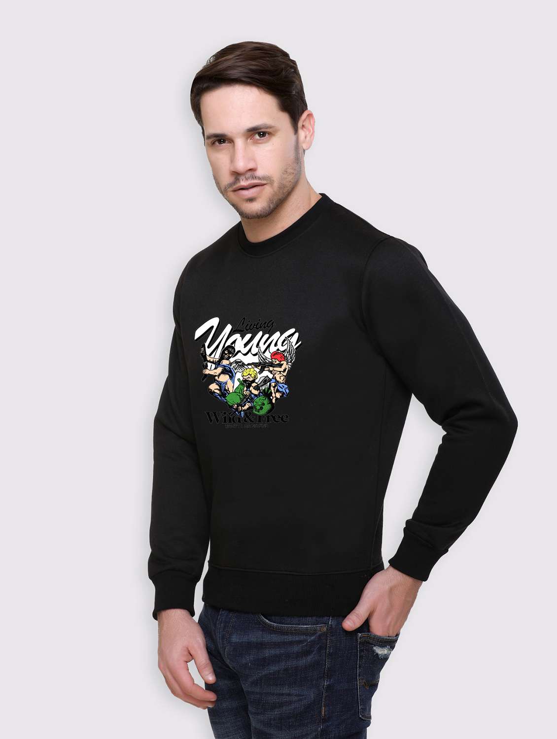 men front print long sleeve regular fit sweatshirt - 22143051 -  Standard Image - 1
