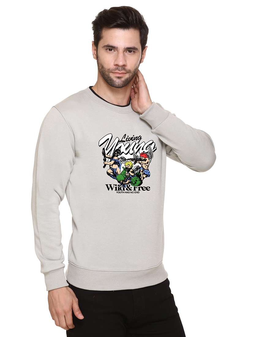 men front print long sleeve regular fit sweatshirt - 22143052 - Standard Image - 1