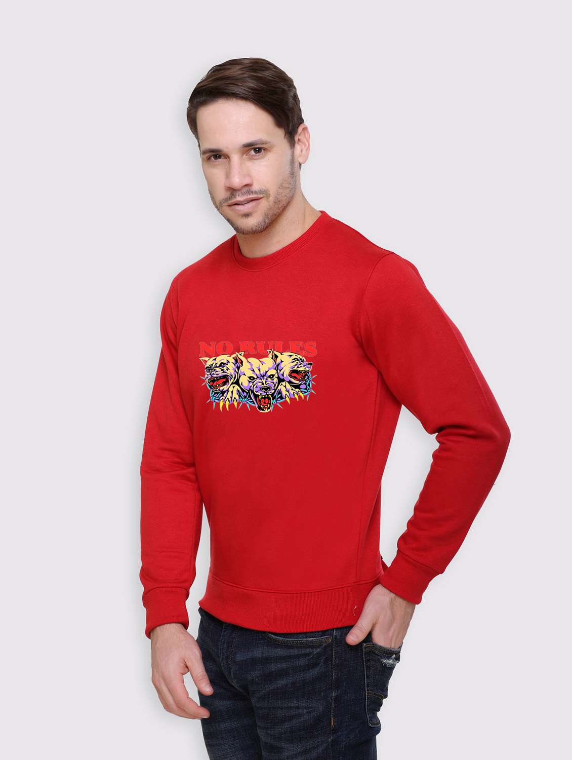 men chest print long sleeve regular fit sweatshirt - 22143070 -  Standard Image - 1