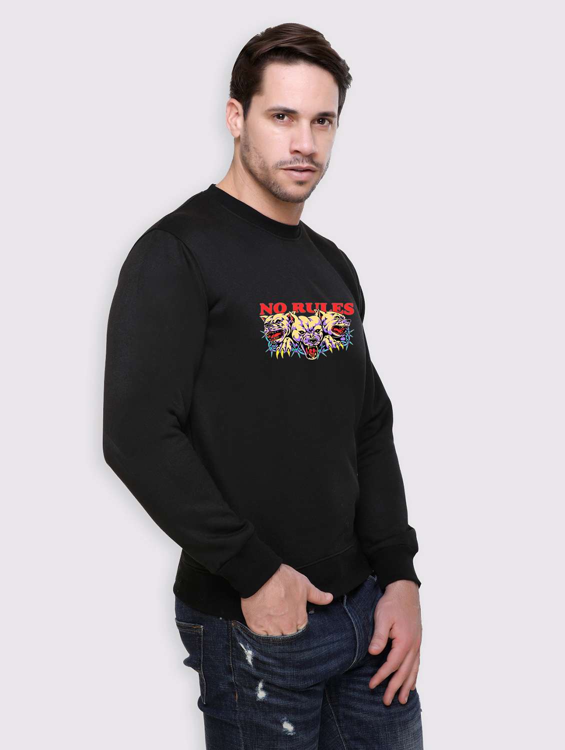 men chest print long sleeve regular fit sweatshirt - 22143071 -  Standard Image - 1