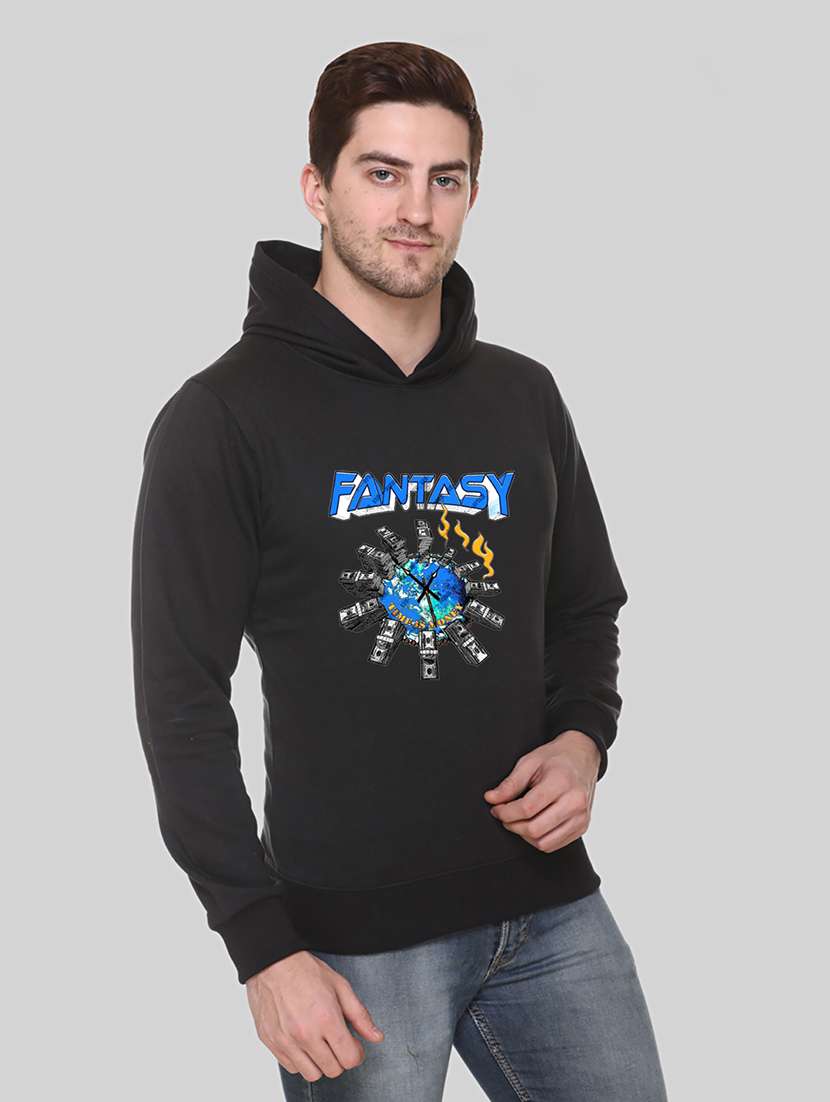 men front print long sleeve regular fit hooded sweatshirt - 22143079 -  Standard Image - 1