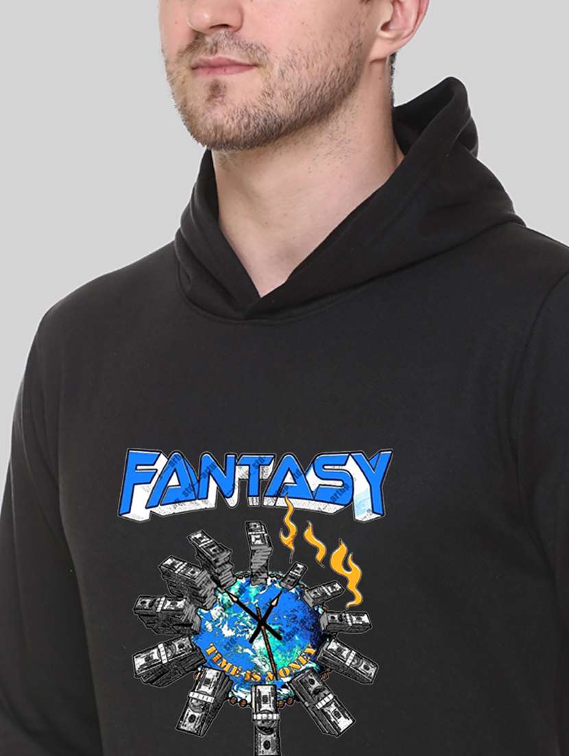 men front print long sleeve regular fit hooded sweatshirt - 22143079 -  Standard Image - 4