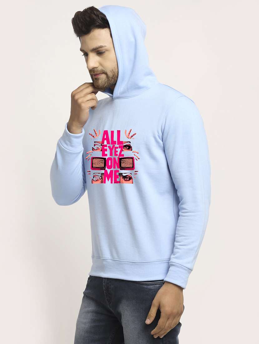 men front print long sleeve regular fit hooded sweatshirt