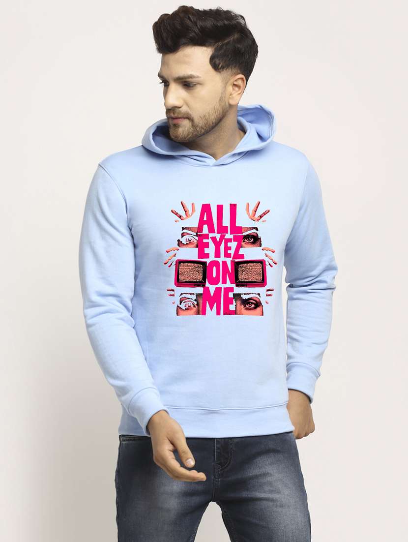 men front print long sleeve regular fit hooded sweatshirt - 22143080 - Standard Image - 1