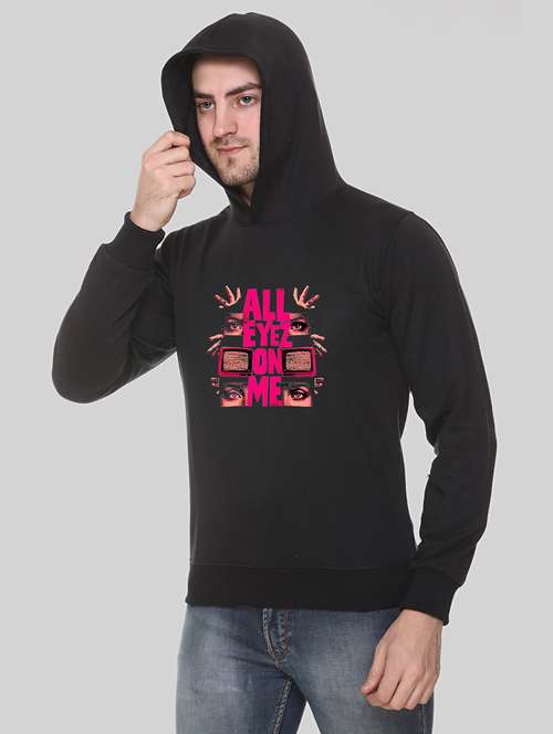 men front print long sleeve regular fit hooded sweatshirt - 22143082 -  Standard Image - 0